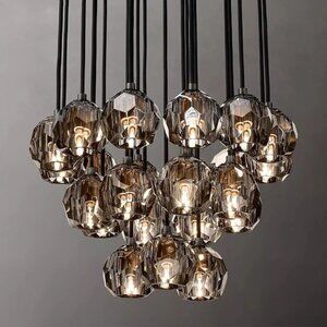 19 Lights - Boule De Cristal Round Clustre LED Crystal Ceiling Chandelier